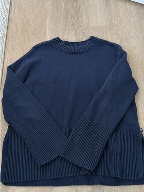 GAP Navy Ribbed Hem Crewneck Sweater